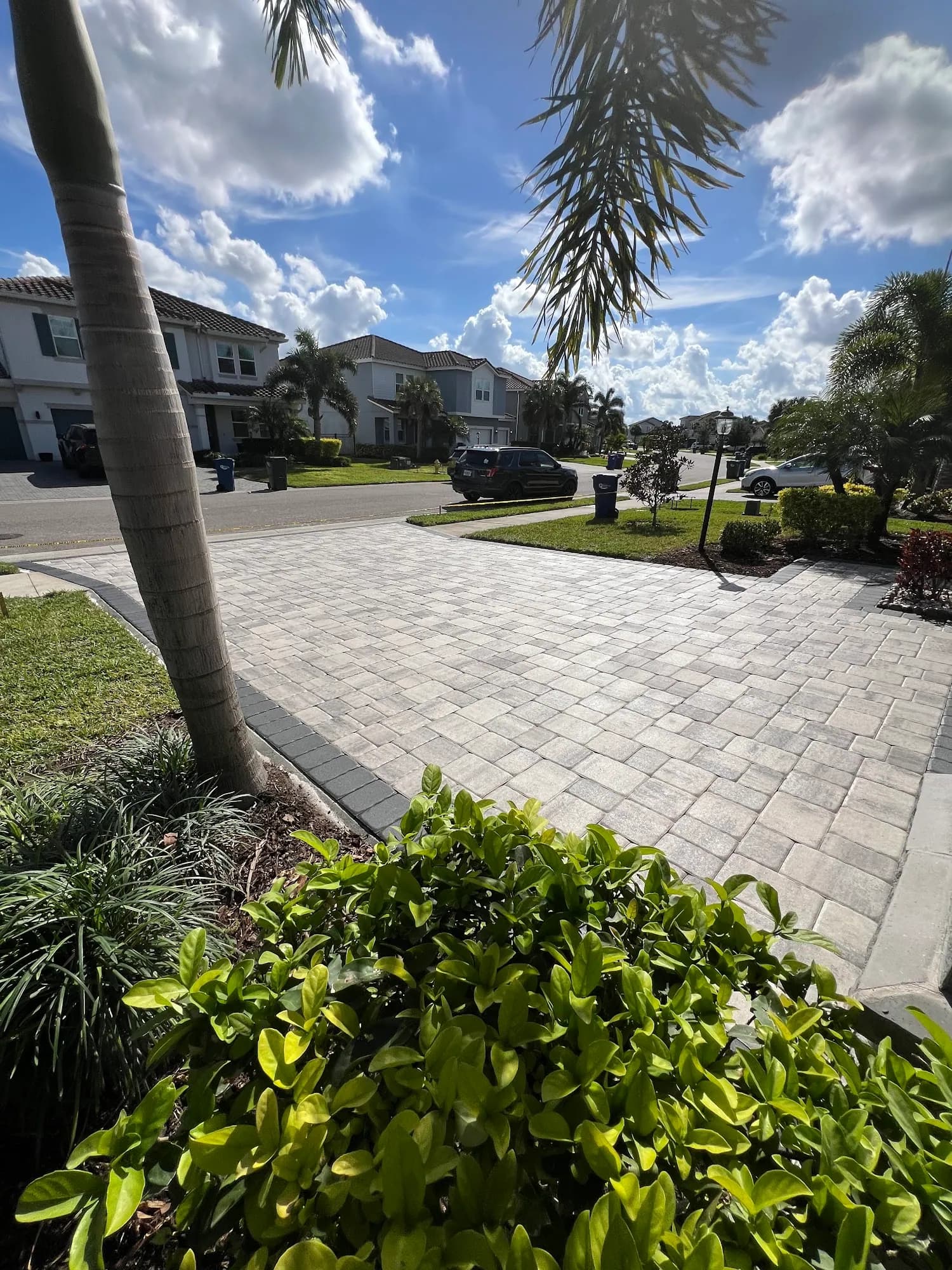 Paver driveway and front yard street view in North Port, FL